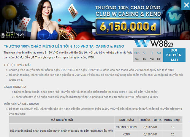 Khám Phá Khuyến Mãi W88: Cơ Hội Vàng Không Thể Bỏ Lỡ 7 Ưu đãi chào mừng tân thủ tại W88