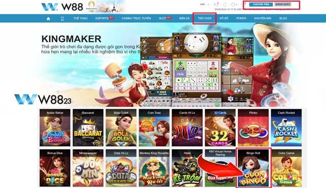 Bingo Roll W88 - Tựa Game Xổ Số 3D Độc Đáo, Tỷ Lệ Thưởng Khủng 6 Các bước tham gia Bingo Roll tại W88
