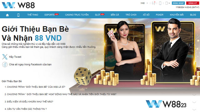 Hướng Dẫn Toàn Tập: Giới Thiệu Bạn Bè Và Nhận 88 VND Tại W88 4 Thông tin về chương trình Giới Thiệu Bạn Bè Và Nhận 88 VND Tại W88