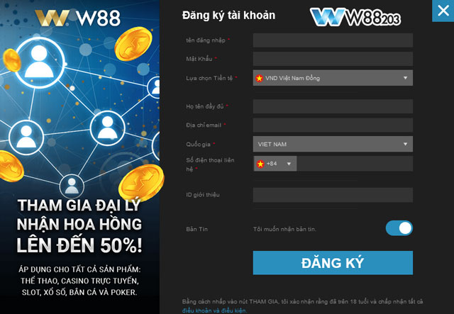 Đại Lý W88: Cách Kiếm Tiền Không Giới Hạn, Nhận Hoa Hồng Đến 50% 9 Cách đăng ký làm đại lý của W88