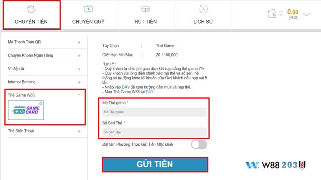 Hướng Dẫn Thực Hiện Nạp Tiền W88 Đúng Chuẩn, Tiền Cập Nhập Ngay 9 Kiểm tra và nhập mã thẻ game cho đúng nhé